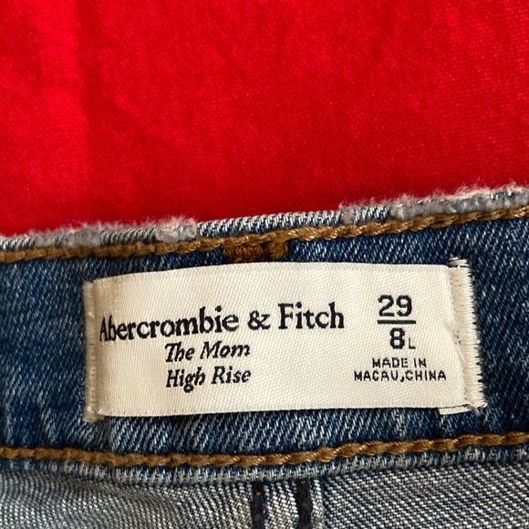Abercrombie & Fitch The Mom High Rise Jean Sz 29 Straight Leg Frayed Hem Grunge - Picture 5 of 16
